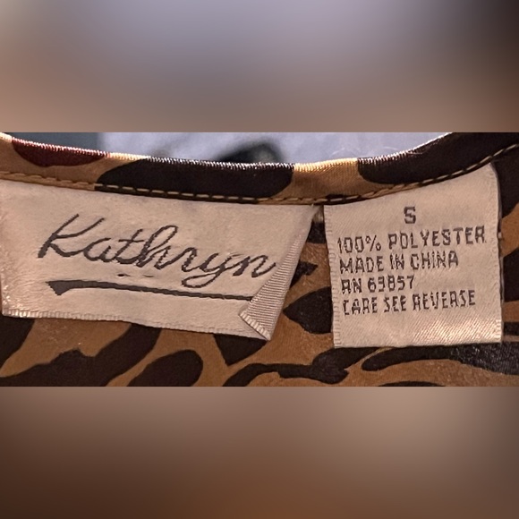 Sleepwear Set Brown Animal Print Satin Like Cropped Tank W/matching Pants Sz Sm - Picture 3 of 8